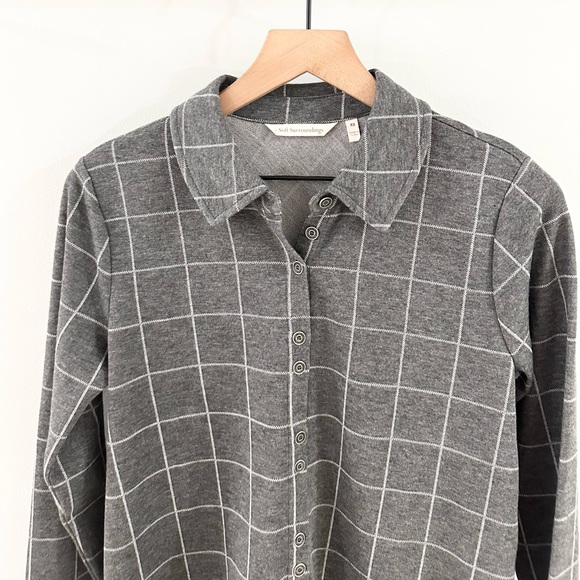 Soft Surroundings Button Front Windowpane Tunic Gray Size XS - Picture 4 of 5